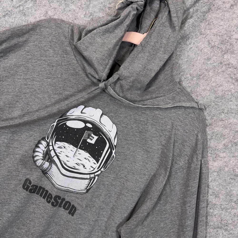 GameStop Astronaut Hoodie Mens 2XL Gray Long Sleeve Lightweight Streetwear